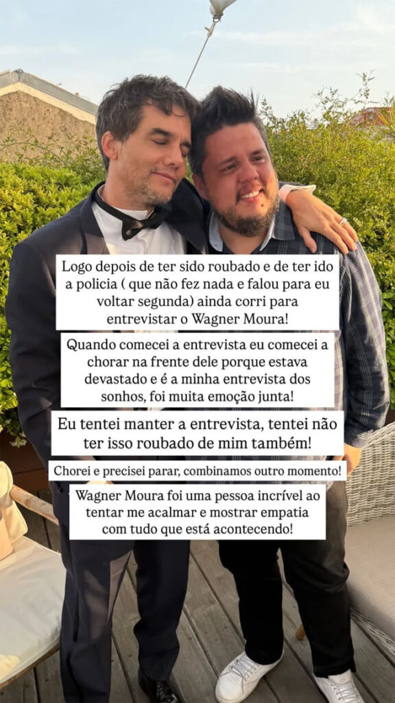 Leo Paiva publicou em seu Instagram sobre o momento que viveu com Wagner Moura