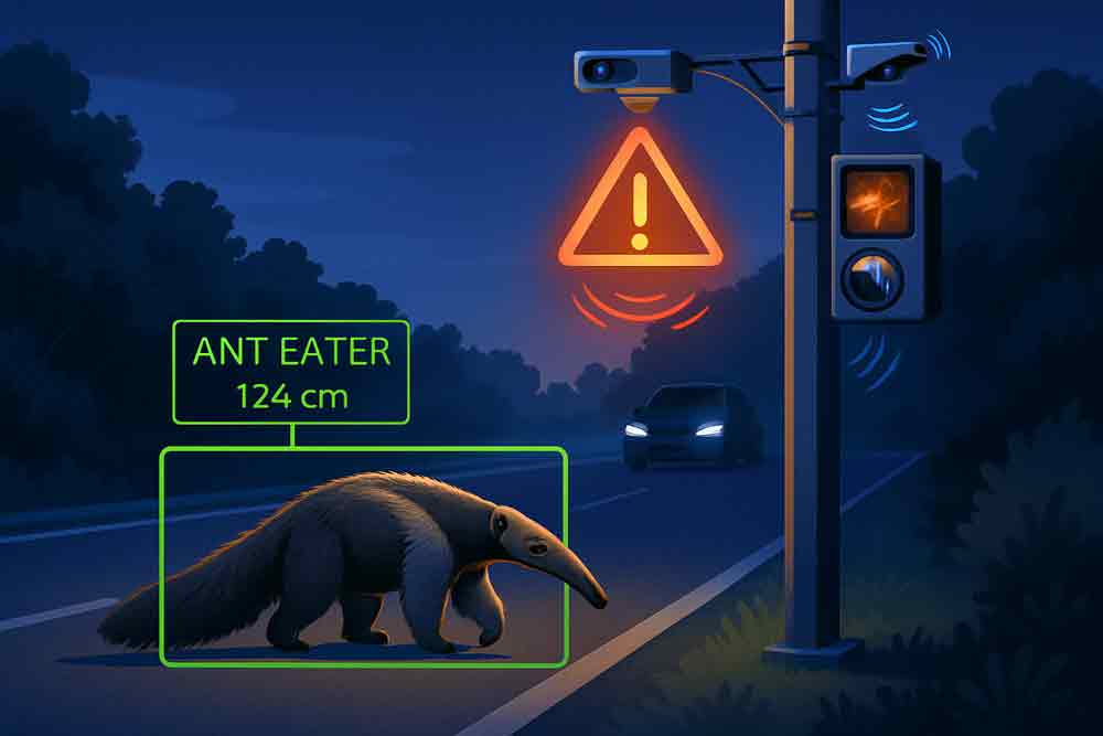 IA nas estradas identifica o Tamanduá e inicia alerta aos motoristas